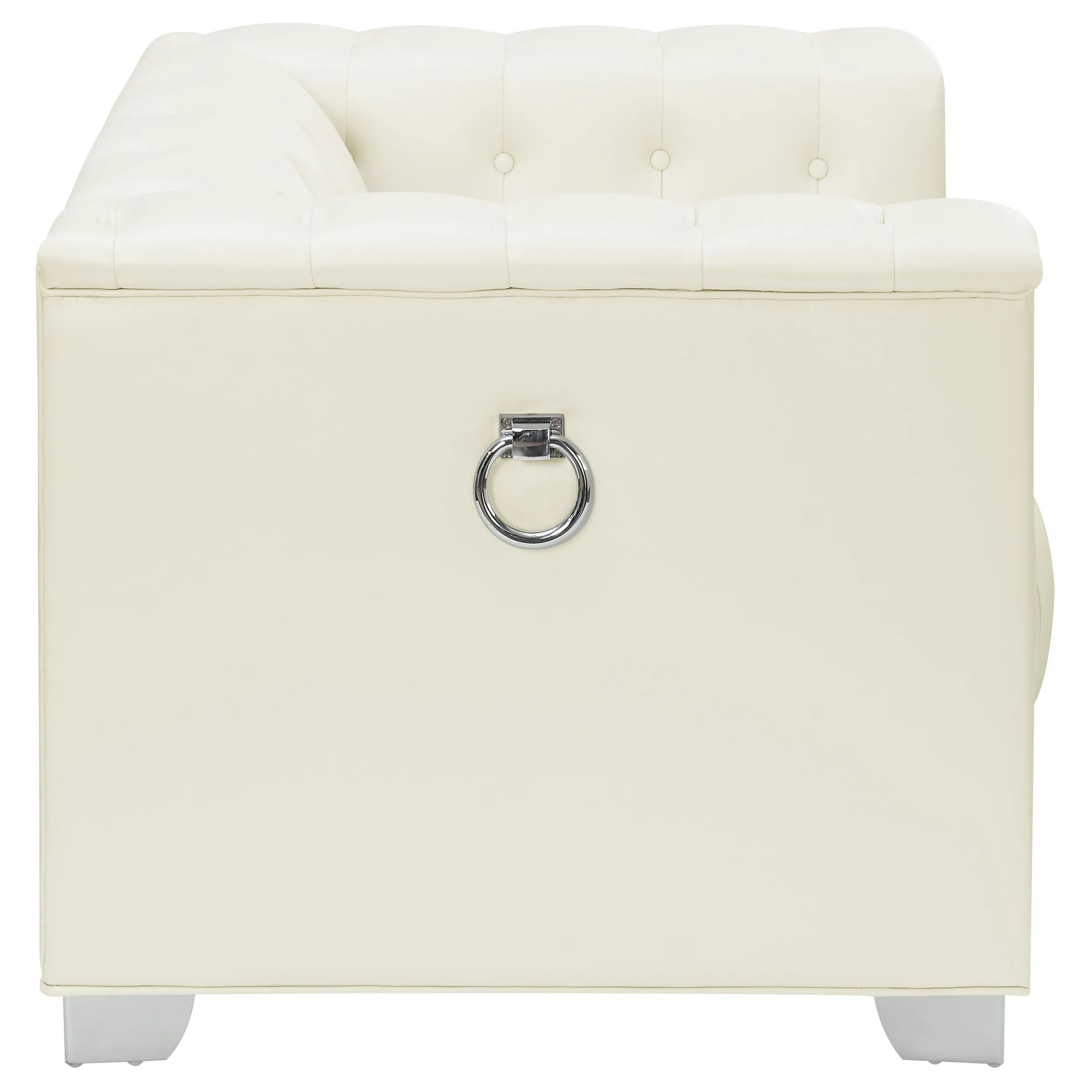 Chaviano Upholstered Track Arm Accent Chair Pearl White