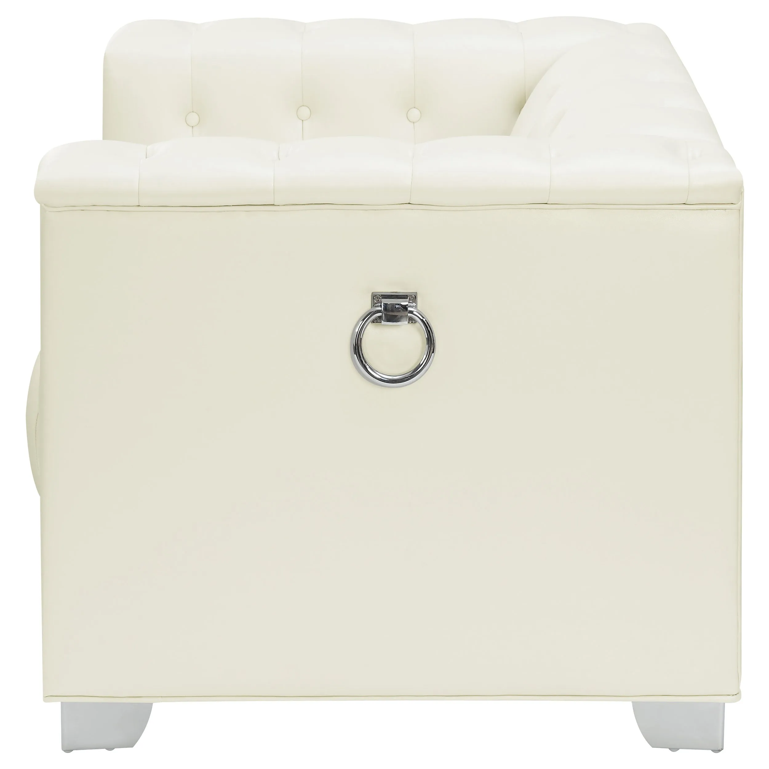 Chaviano Upholstered Track Arm Accent Chair Pearl White