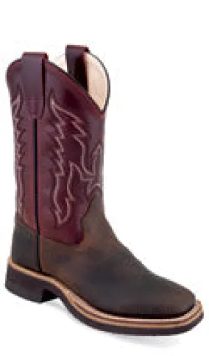 CLBSC1889-10 Cowboy Boot Kids Burgundy/Brown