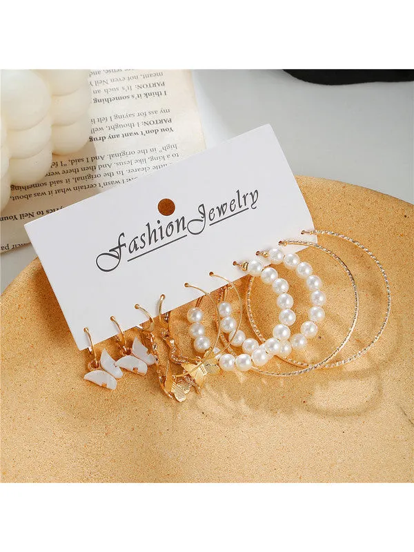 Combo of 11 Pair Pearl Crystal Heart Studs and Hoop Earrings