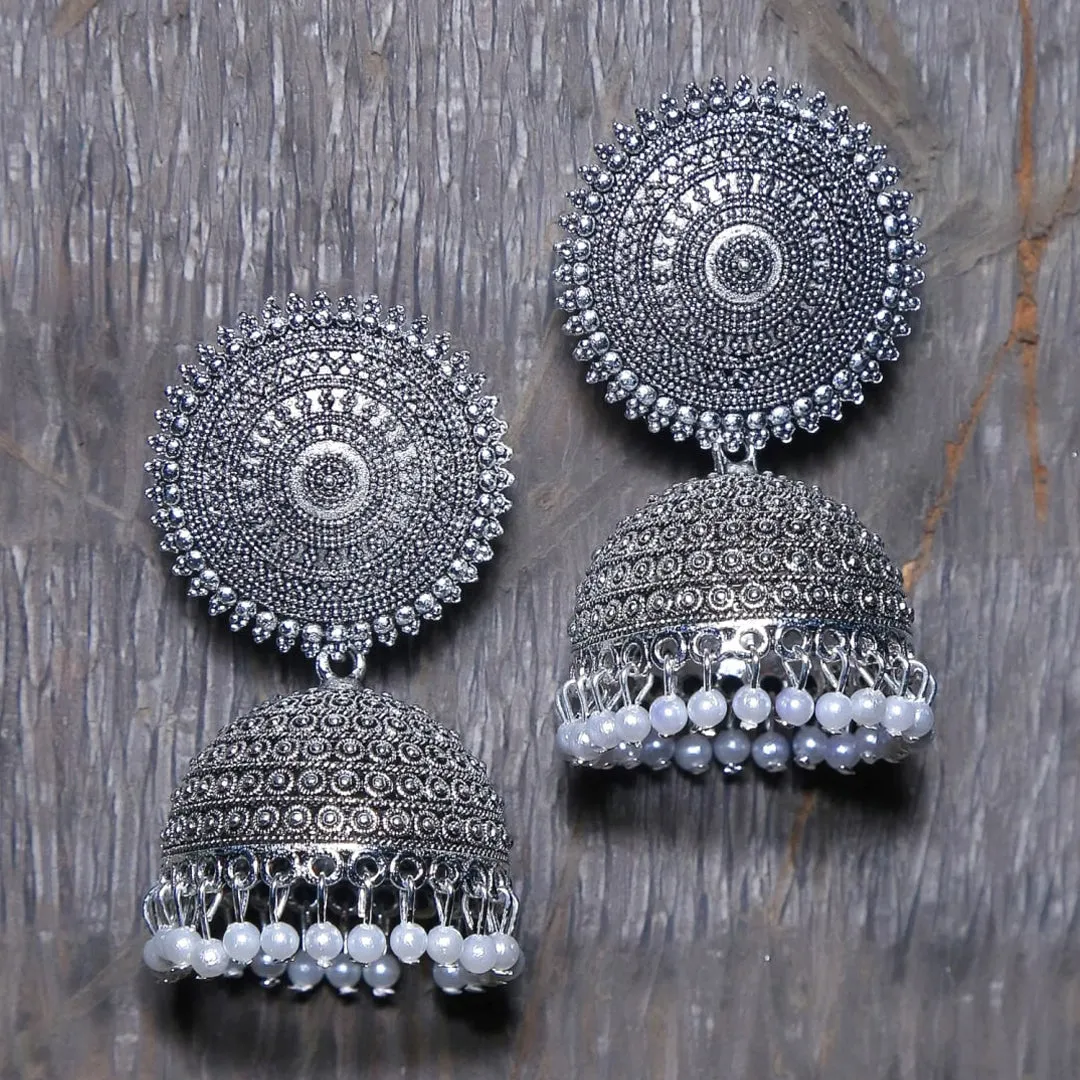 Combo of 2 Chandelier Pearl and Mirror Stud Jhumki