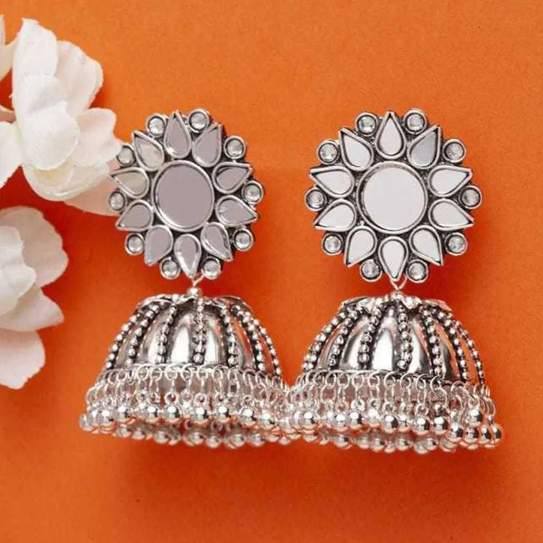 Combo of 2 Chandelier Pearl and Mirror Stud Jhumki