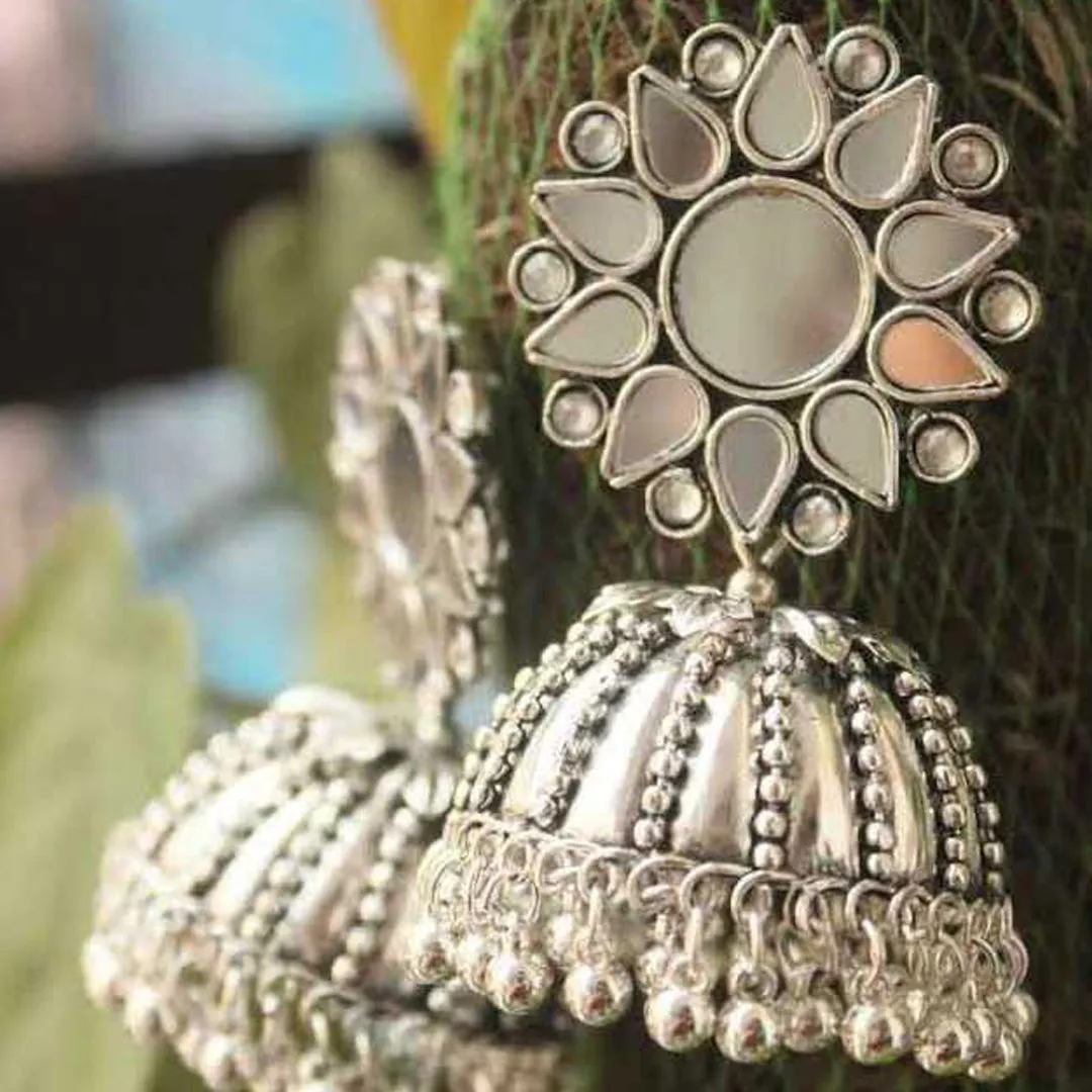 Combo of 2 Chandelier Pearl and Mirror Stud Jhumki