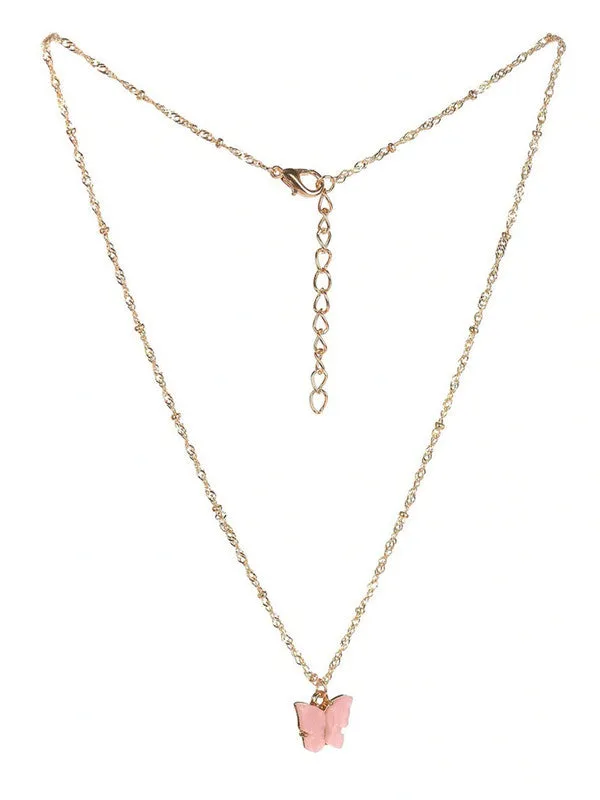 Combo of 2 Gold Plated Pink Mariposa Pendant