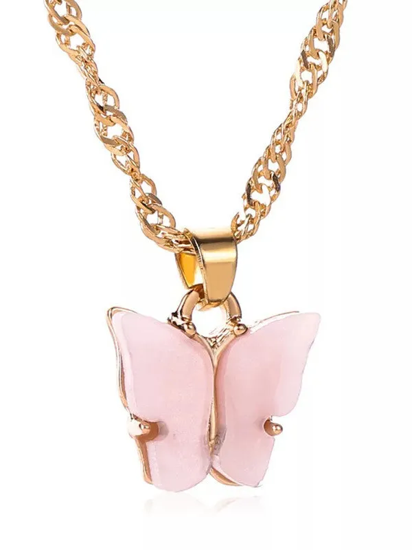 Combo of 2 Gold Plated Pink Mariposa Pendant