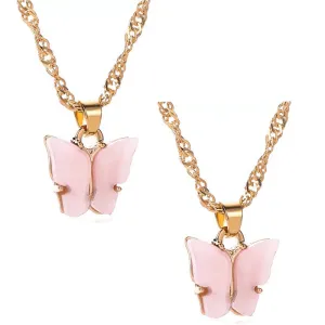 Combo of 2 Gold Plated Pink Mariposa Pendant