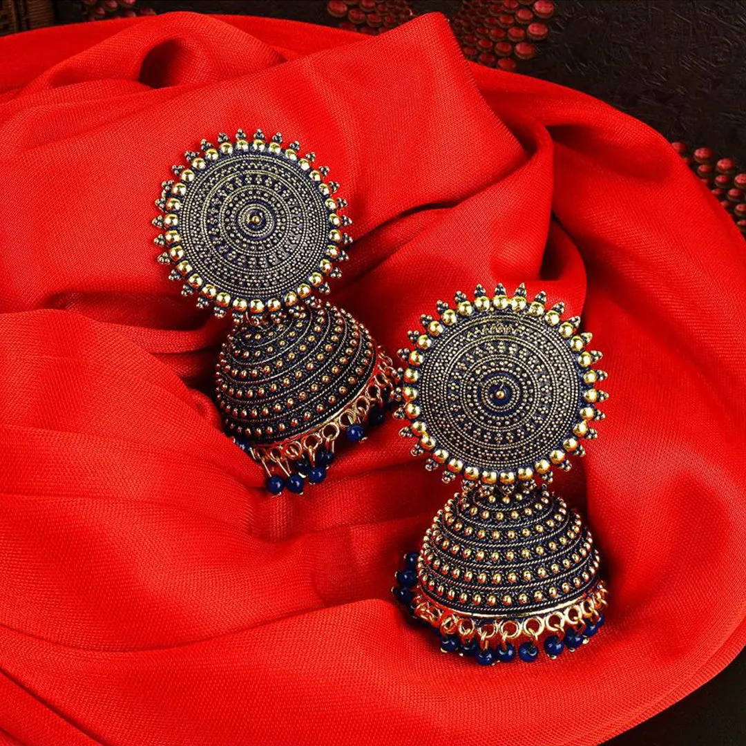 Combo of 2 Pink and Black Pearls Drop Dome Shape Jhumki