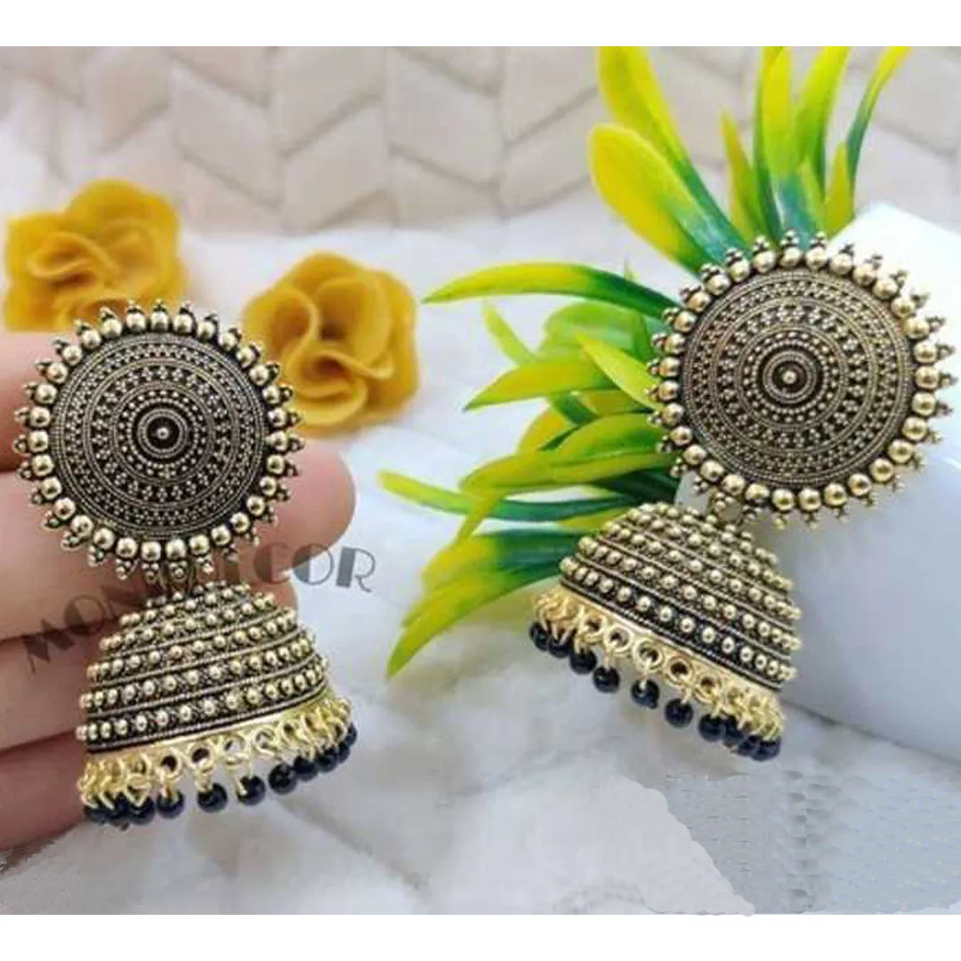 Combo of 2 Pink and Black Pearls Drop Dome Shape Jhumki