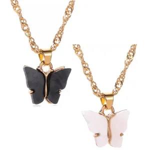 Combo of 2 White and Black Mariposa Pendant