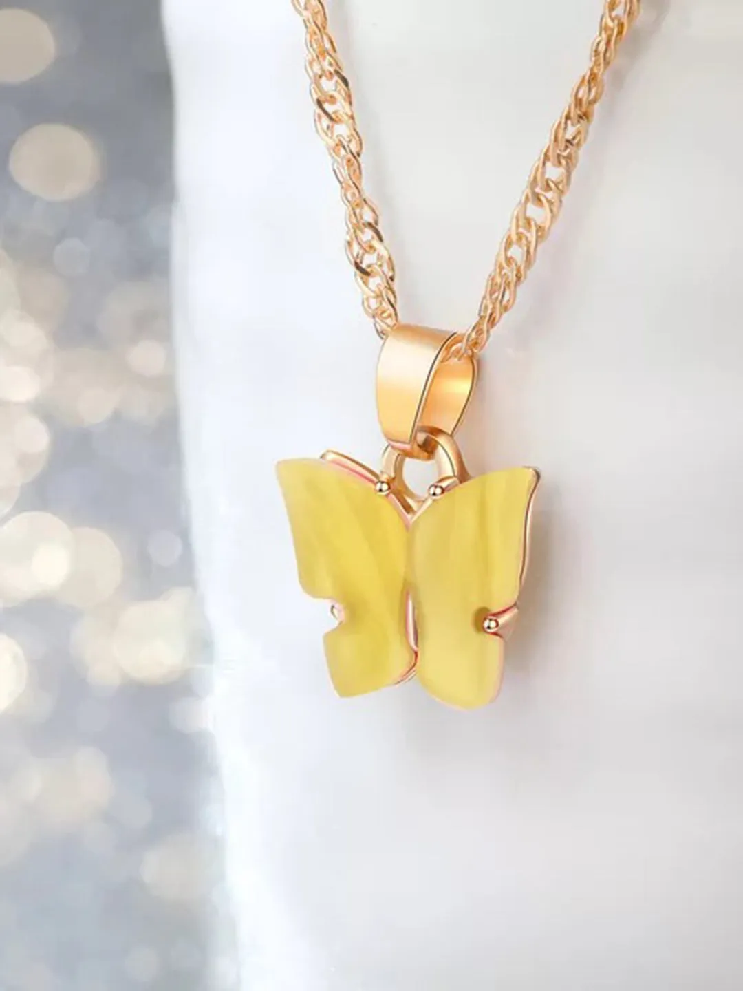 Combo Of Mariposa Necklace with Crystal Butterfly Ring