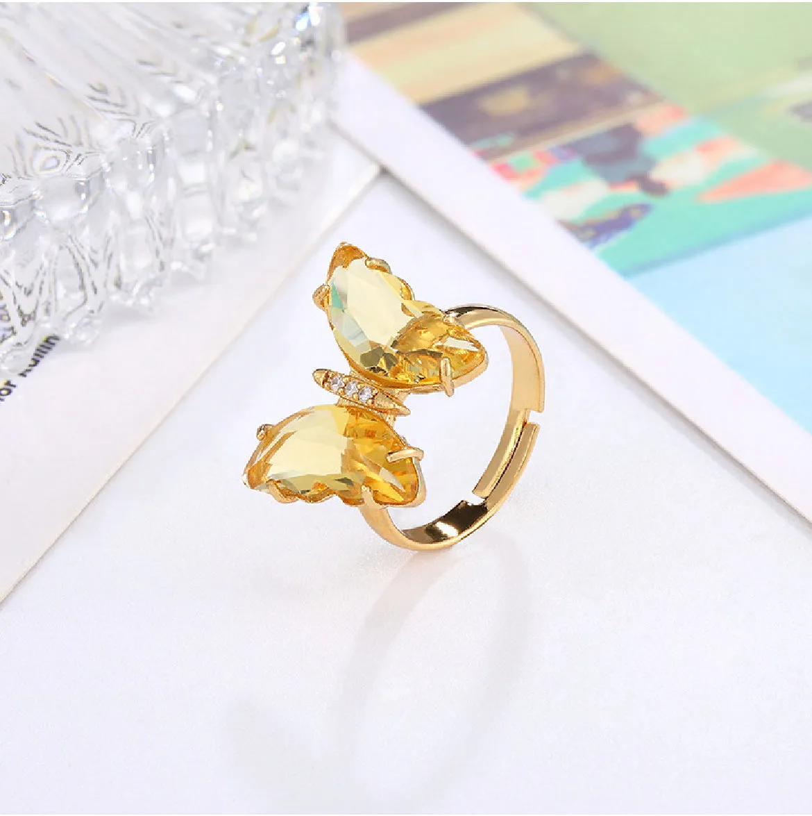 Combo Of Mariposa Necklace with Crystal Butterfly Ring