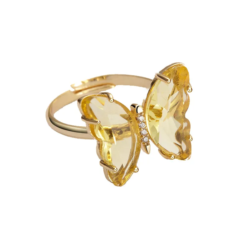 Combo Of Mariposa Necklace with Crystal Butterfly Ring