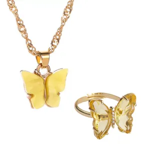 Combo Of Mariposa Necklace with Crystal Butterfly Ring