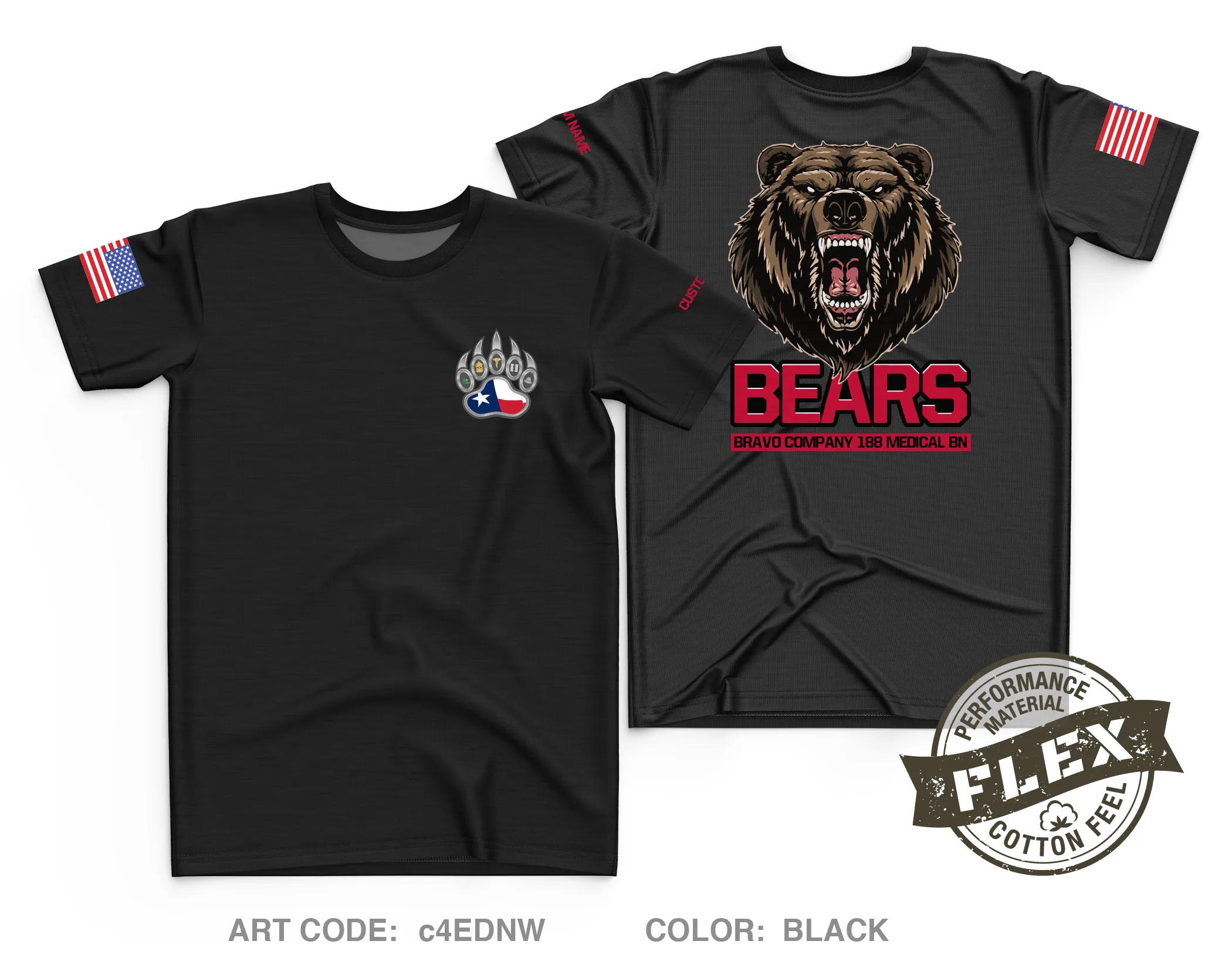 CUSTOM Bravo Company 188th MED BN Core Men's SS Flex Performance Tee - c4EDNW