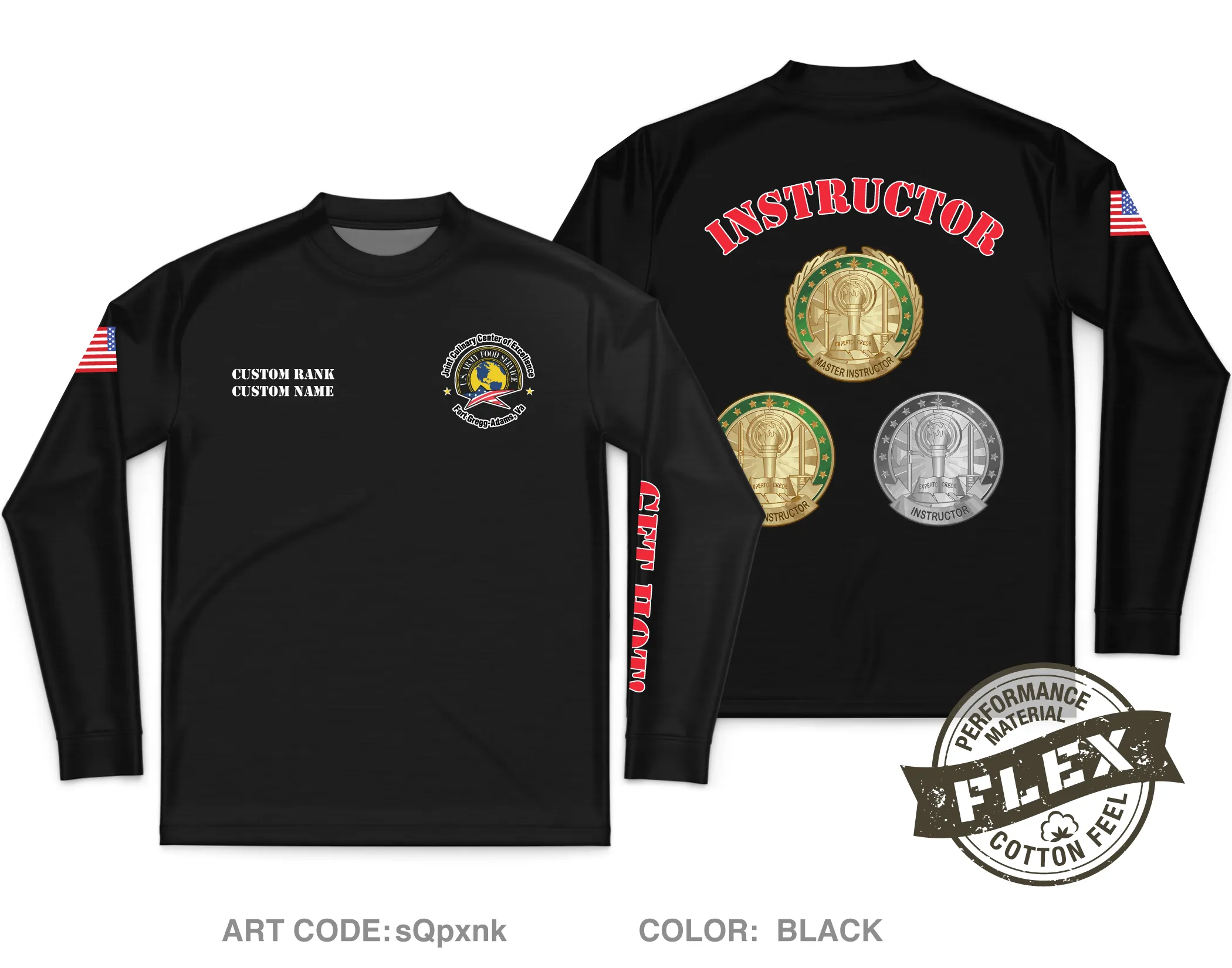 CUSTOM JCCoE, 266th QM BN, 23rd QM BDE Core Men's LS Flex Performance Tee - sQpxnk