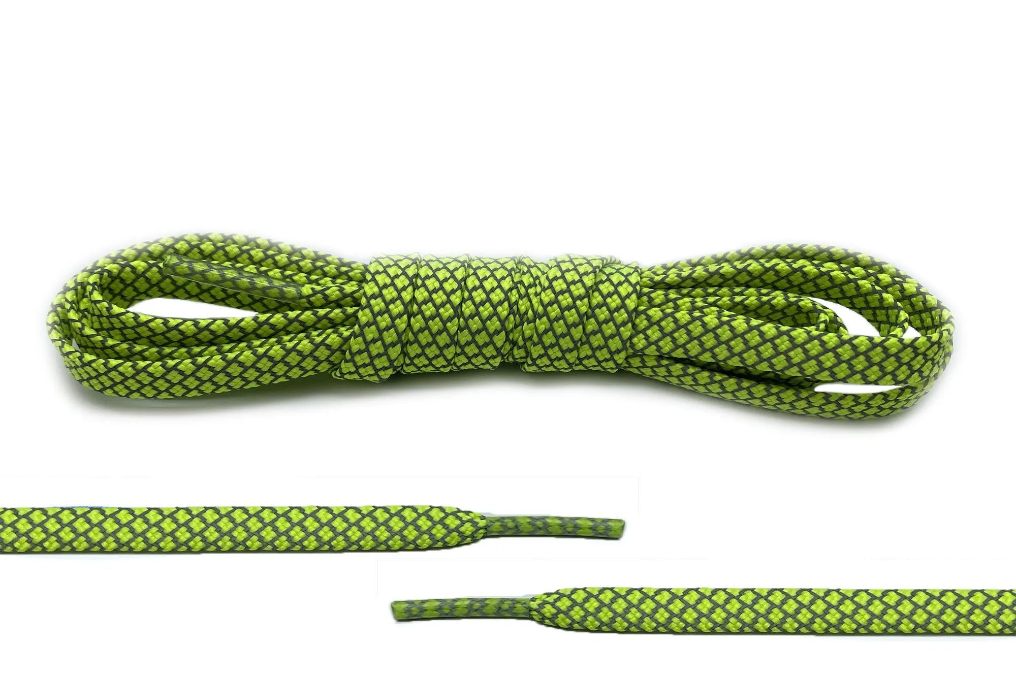 Fluro Green Flat Laces (Reflective)