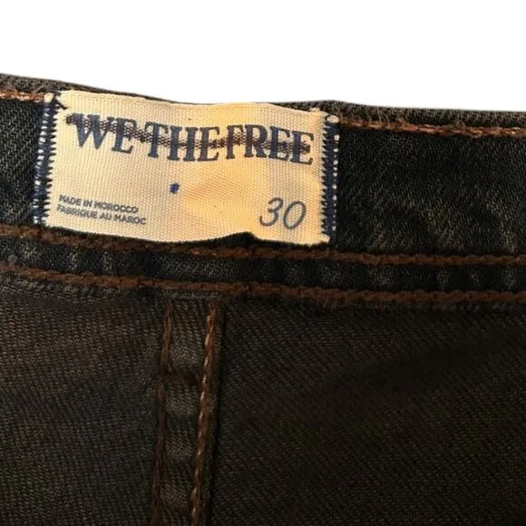 Free People Piper Mid Rise Crop Jean Wide Leg Women's Size 30 Black NEW