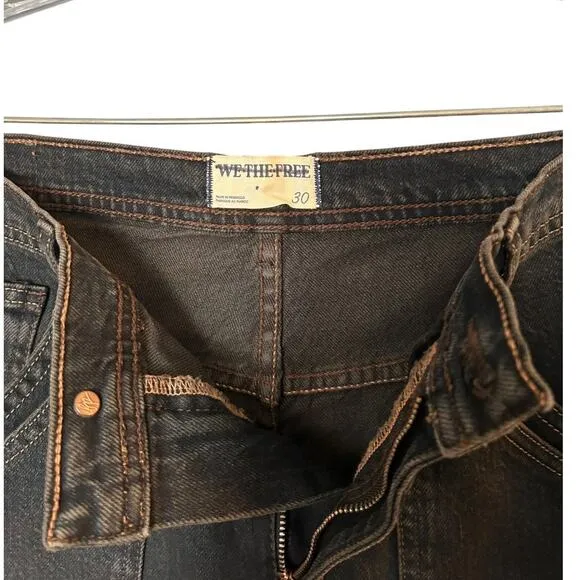 Free People Piper Mid Rise Crop Jean Wide Leg Women's Size 30 Black NEW