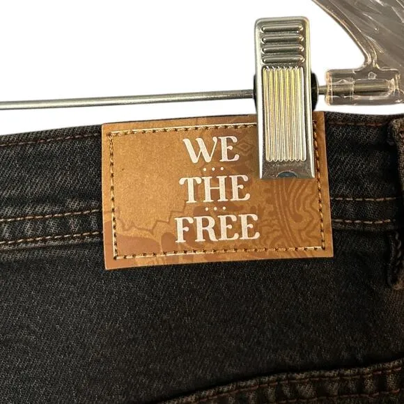 Free People Piper Mid Rise Crop Jean Wide Leg Women's Size 30 Black NEW
