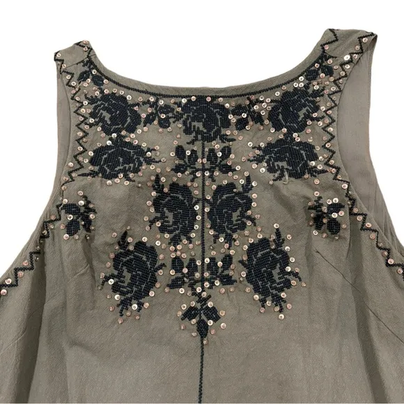 Free People Samson Mini Dress Seaspray Green Combo Dress Sequins Beaded Boho