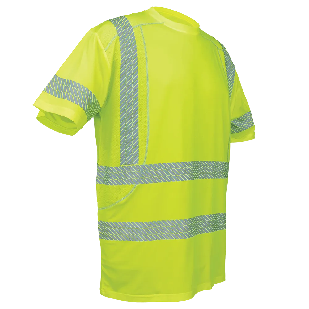 Global Glove & Safety GLO-205 FrogWear HV Premium HighPerformance Stretch Athletic Safety Shirt, Class 3