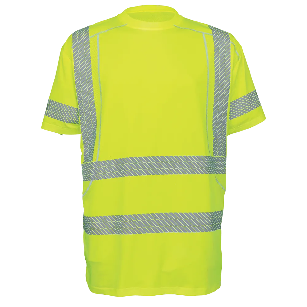Global Glove & Safety GLO-205 FrogWear HV Premium HighPerformance Stretch Athletic Safety Shirt, Class 3