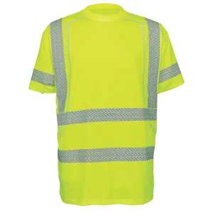Global Glove & Safety GLO-205 FrogWear HV Premium HighPerformance Stretch Athletic Safety Shirt, Class 3