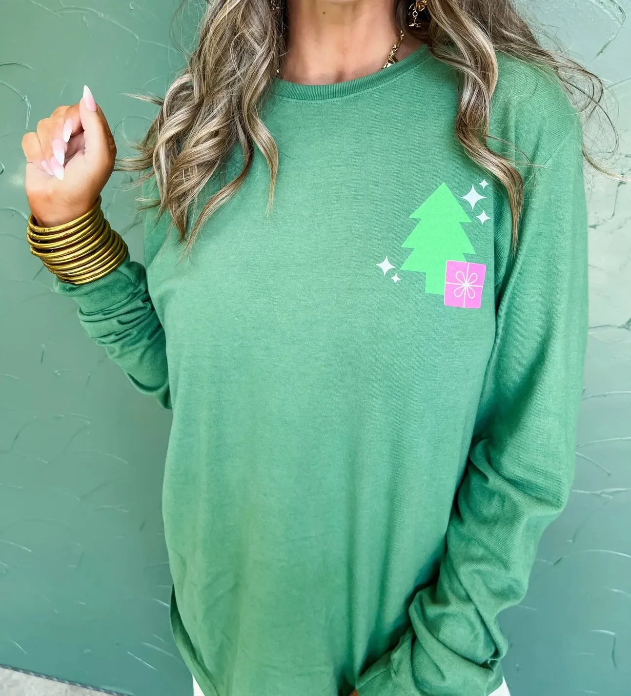 Green Front   Back {FEELIN' FESTIVE} Long-Sleeve Tee