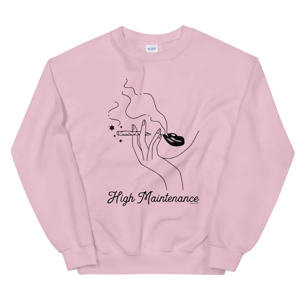 High Maintenance Minimalist Girly Weed Sweatshirt
