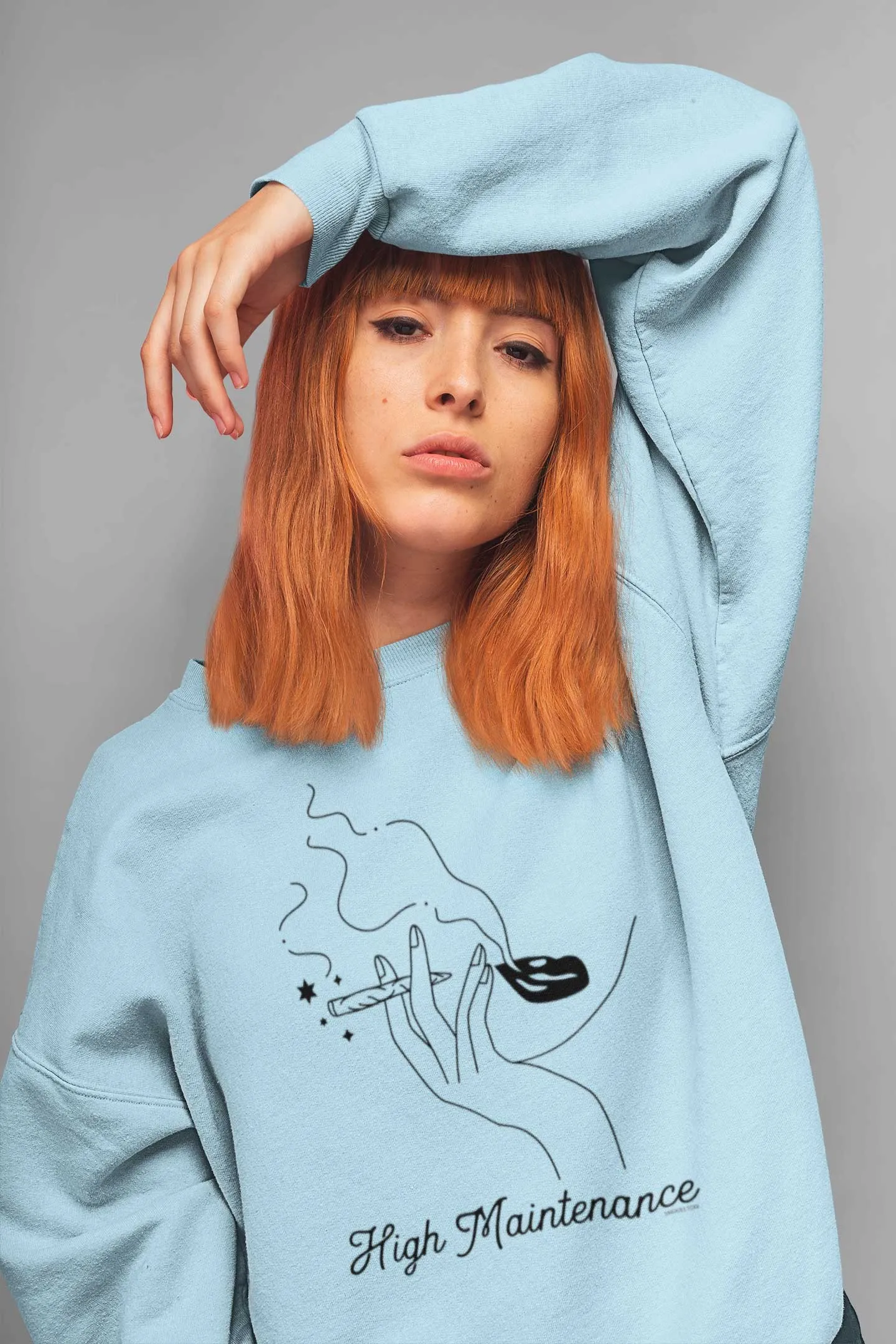 High Maintenance Minimalist Girly Weed Sweatshirt