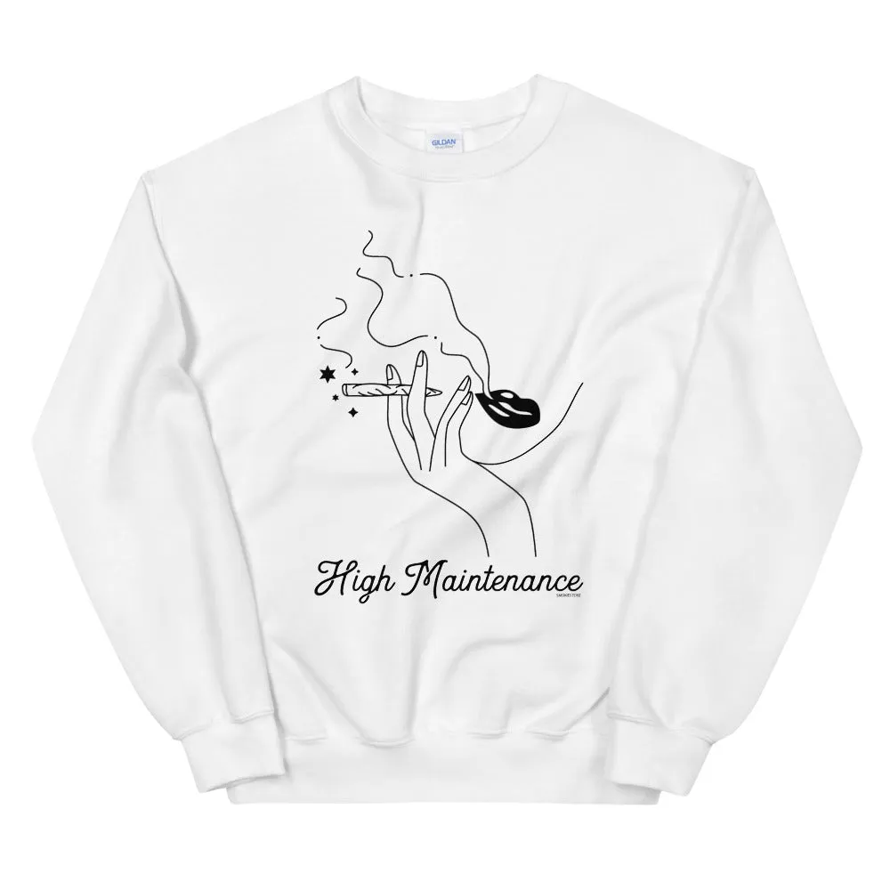 High Maintenance Minimalist Girly Weed Sweatshirt