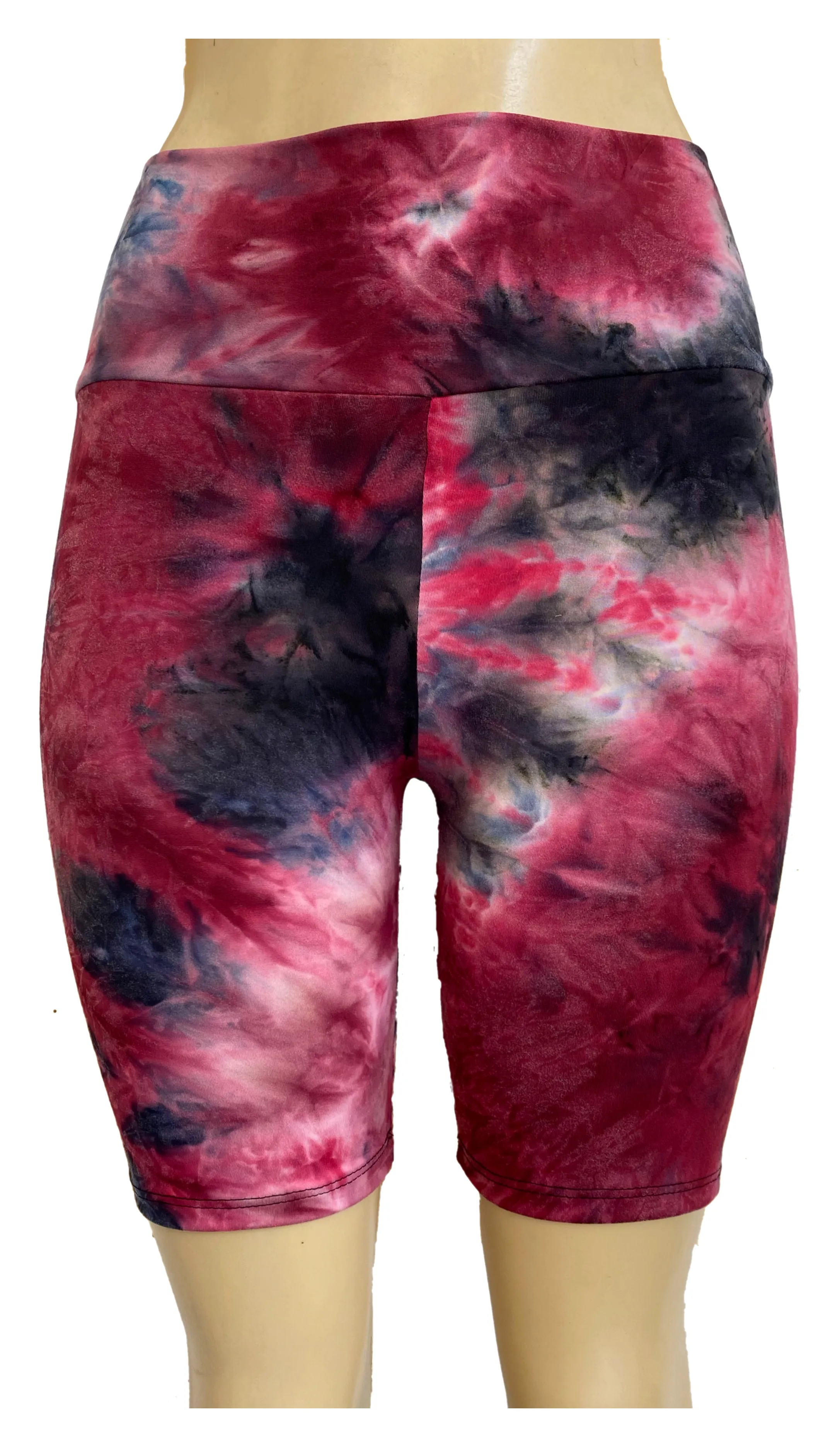 Juniors High Waisted Tie Dye Cotton Biker Shorts