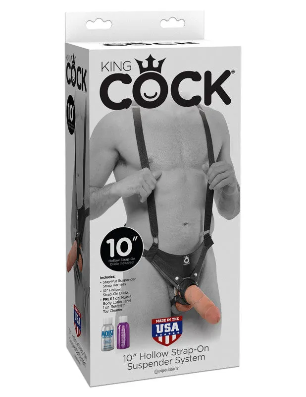 King  10" Hollow Strap-on Suspender System -  Flesh