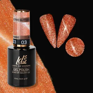 LDS 03 Ace Orange - Gel Polish 0.5 oz - Reflective Glitter Cat Eyes