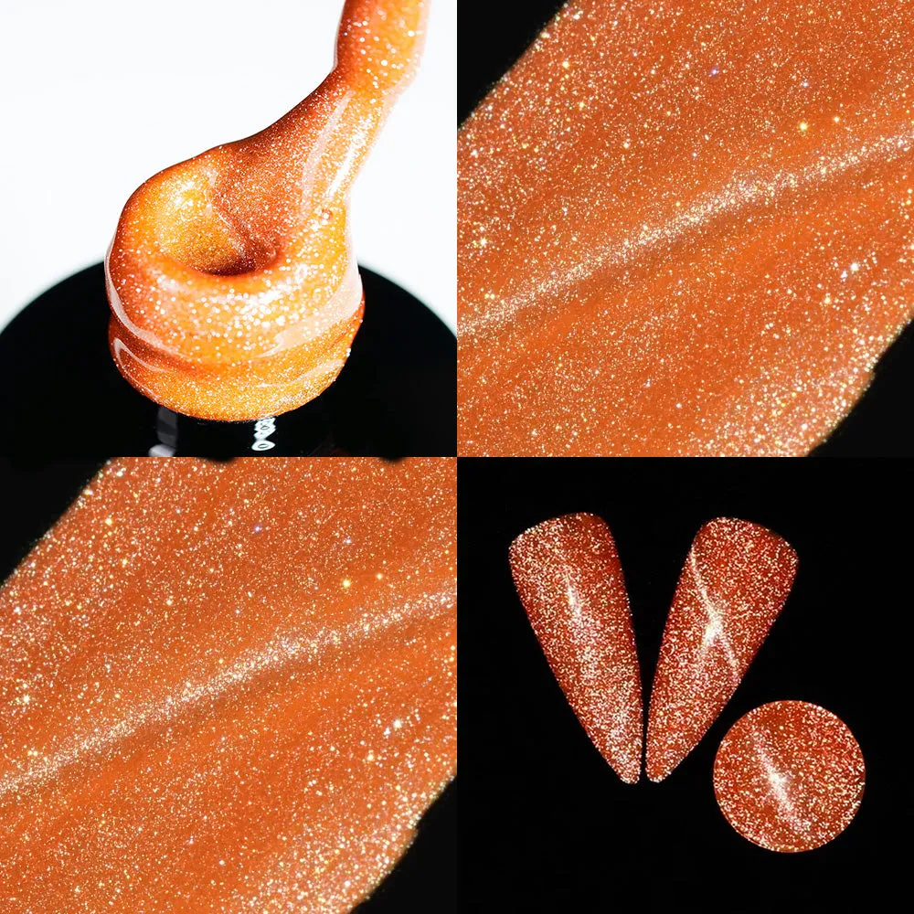 LDS 03 Ace Orange - Gel Polish 0.5 oz - Reflective Glitter Cat Eyes