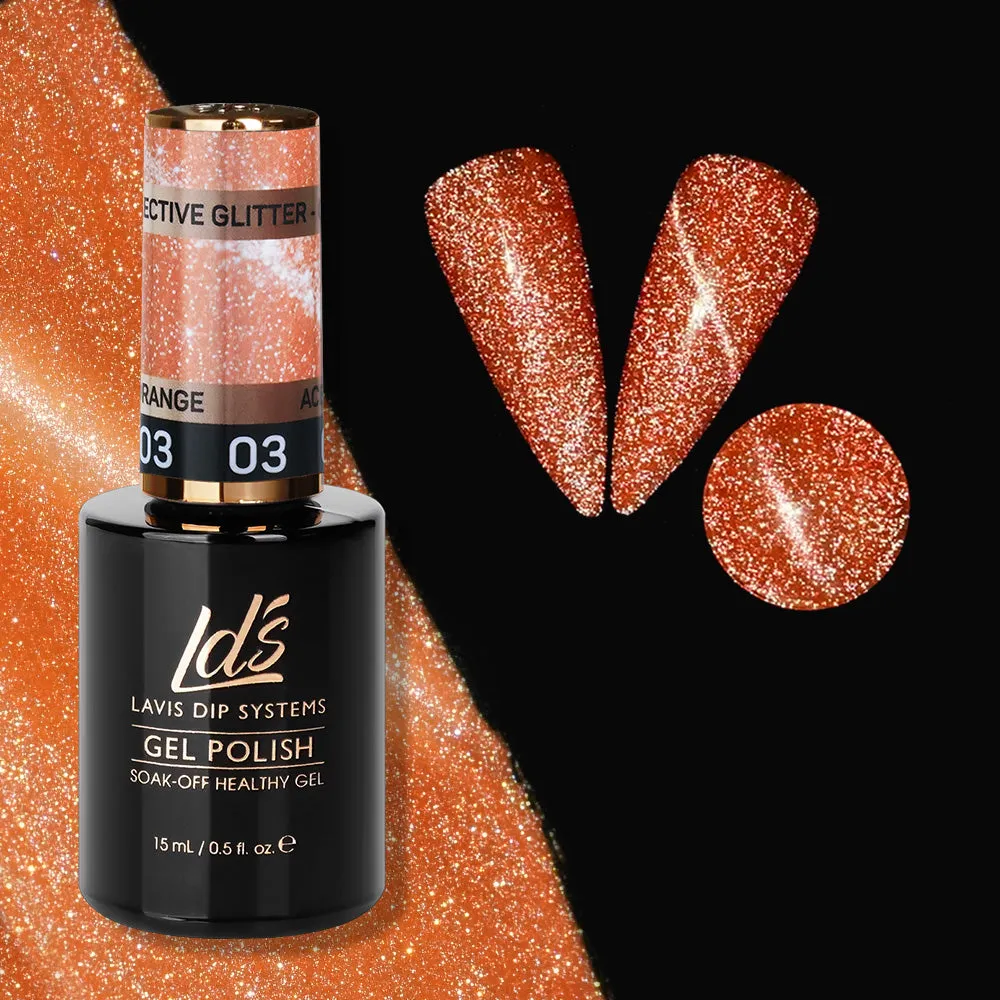 LDS 03 Ace Orange - Gel Polish 0.5 oz - Reflective Glitter Cat Eyes