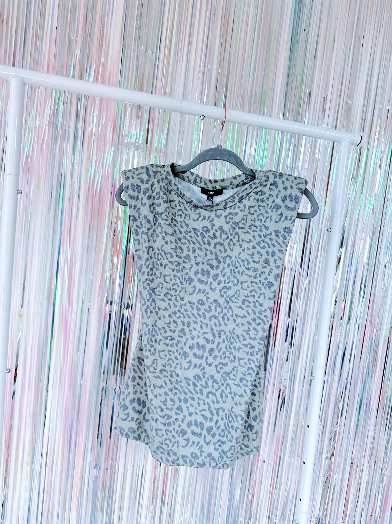 Leopard Print Padded Shoulder Top