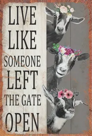 Live Like Someone Left The Gate Open Printable Goat Lover Wall Art