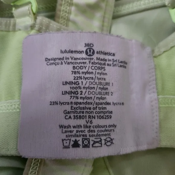 lululemon athletica Ta Ta Tamer II Mint Zest Stripe Light Green Sports Bra