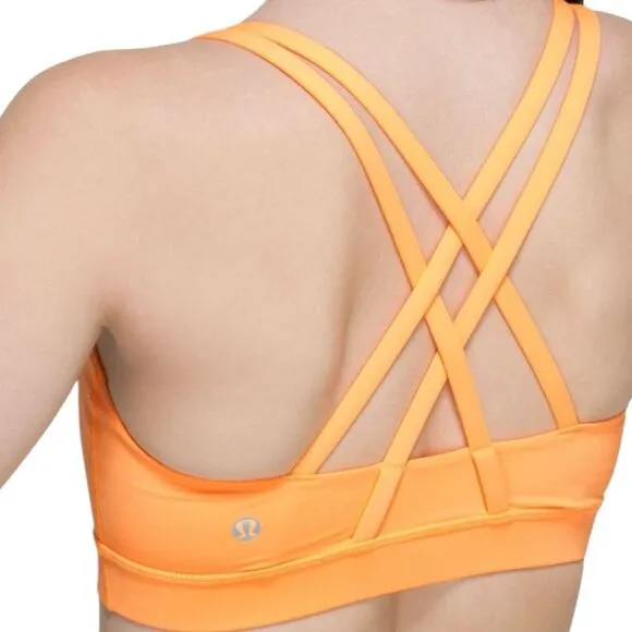 Lululemon Women's Luxtreme Strappy Back Energy Sports Bra Creamsicle Pop Size 8