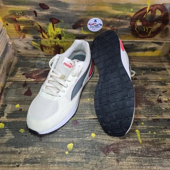 Men‎ Puma Graviton Cream Red Gray Lace up sneakers size 12 new