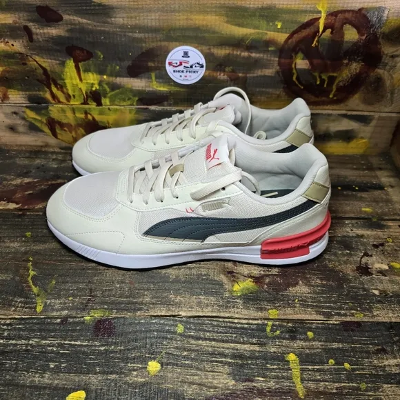 Men‎ Puma Graviton Cream Red Gray Lace up sneakers size 12 new