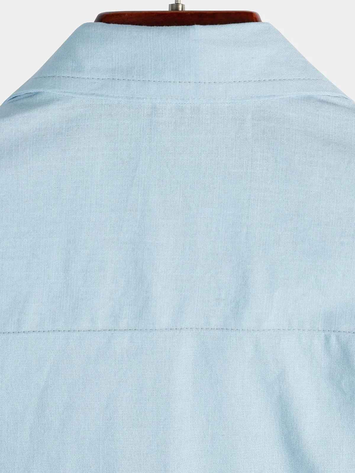 Men's Solid Color Linen Cotton Pocket Casual Button Short Sleeve Shirt