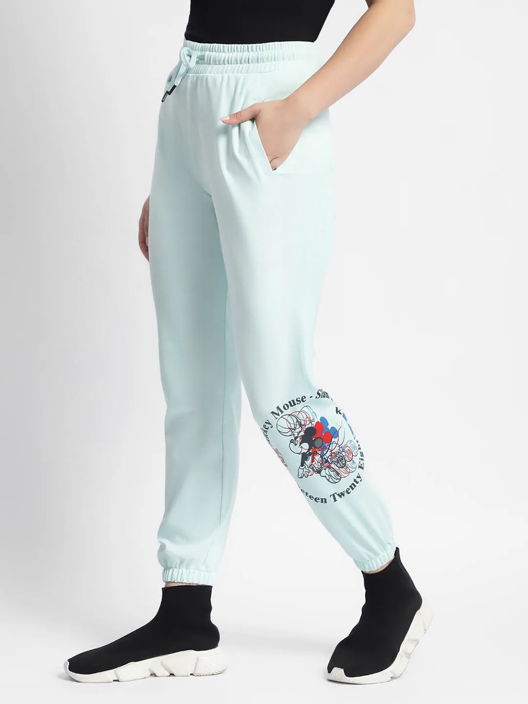 Msecert Disney Print Sky Blue Jogger Track Pants