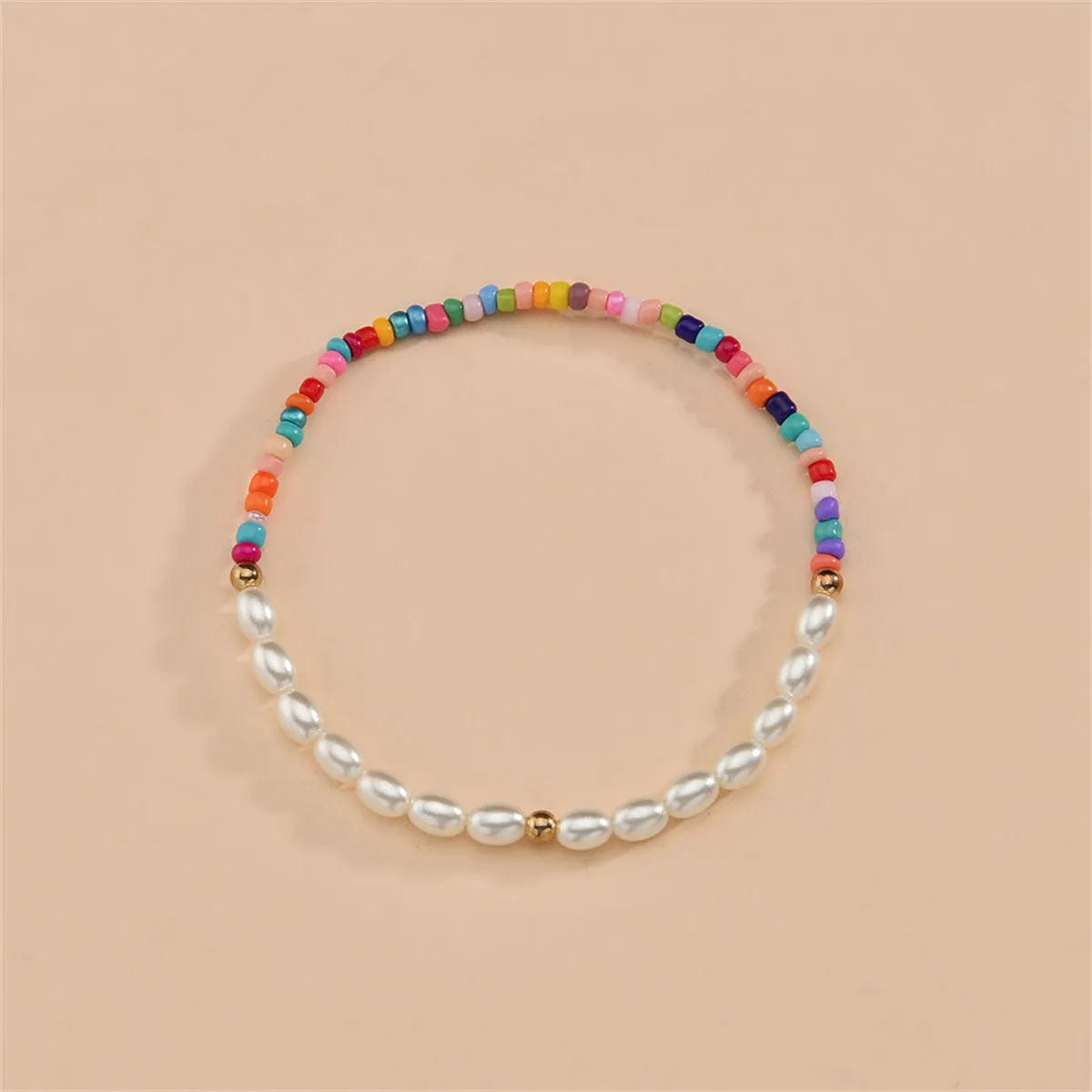 Multicolor Howlite & Pearl Stretch Anklet