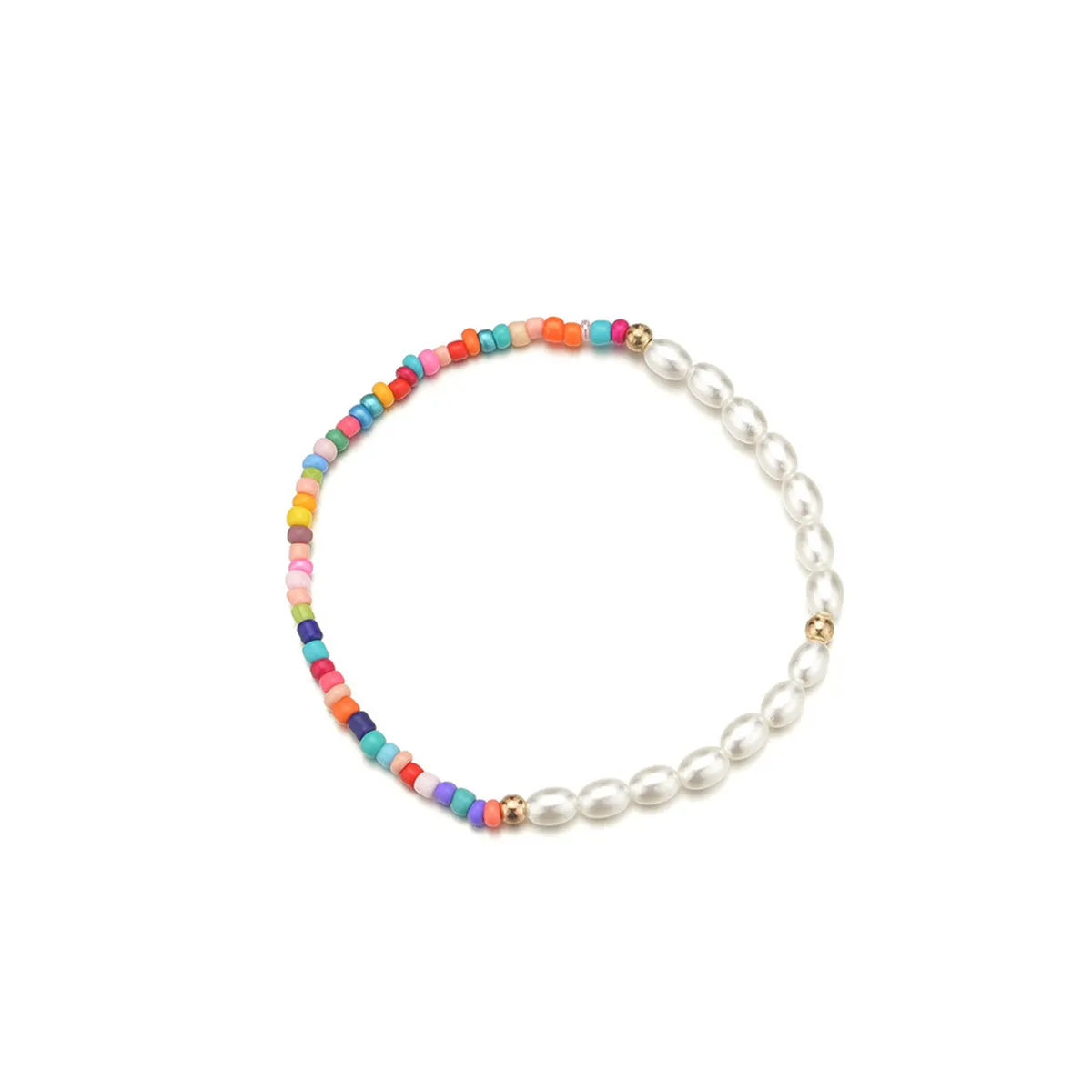 Multicolor Howlite & Pearl Stretch Anklet