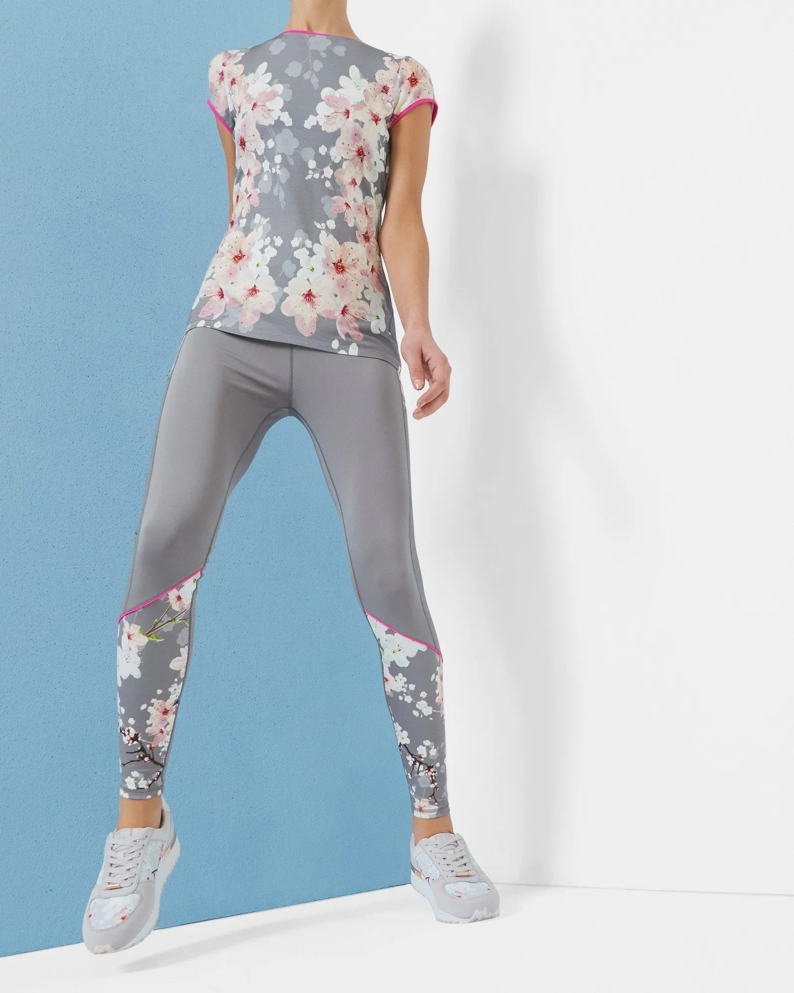 Myuni Oriental Blossom Mesh Panel Leggings