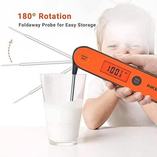New Inkbird Instant Read Digital Meat Thermometer Waterproof Cooking Candy Thermometer with Rechargeable Calibration Magnet Backlight,IHT-1P Fast Thermometer with Folding Probe for Grill Deep Fry BBQ Milk