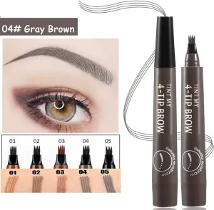 New QUEMISS Eyebrow Pen 4 Points Micro Brow Pencil Creates Lasting MakeUp Professional Natural Looking 3D Tint Pen Eyebrows Cover Sparse Areas Daily Waterproof Brows #04(Greybrown)