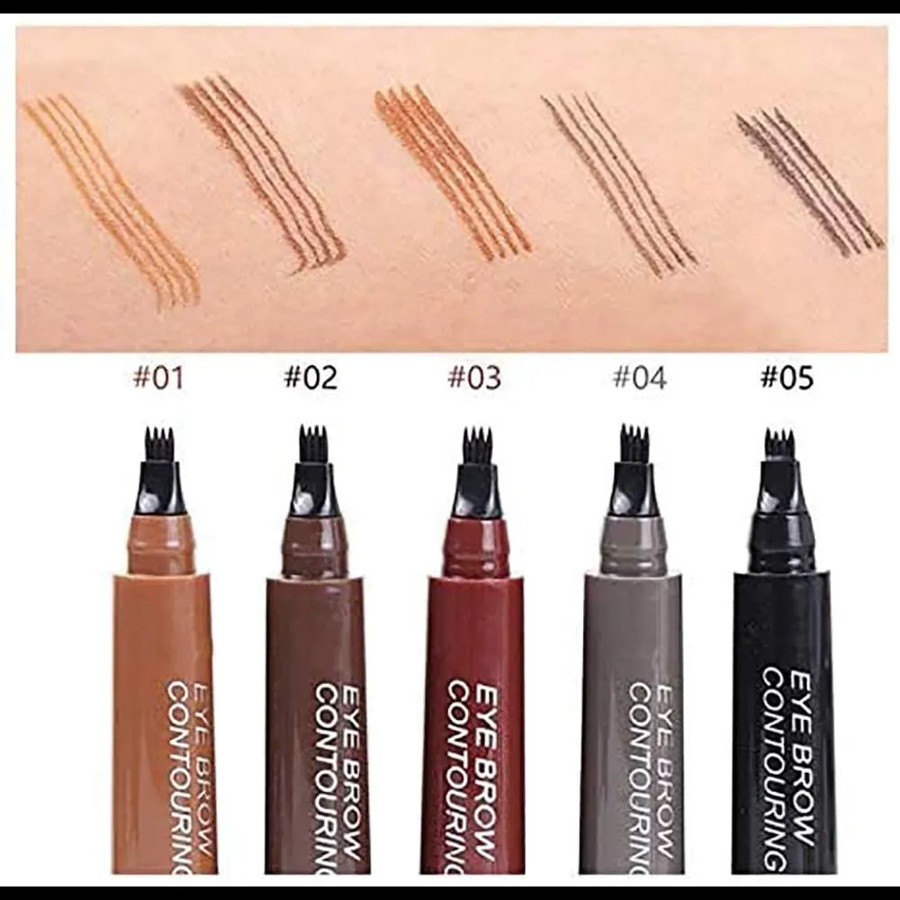 New QUEMISS Eyebrow Pen 4 Points Micro Brow Pencil Creates Lasting MakeUp Professional Natural Looking 3D Tint Pen Eyebrows Cover Sparse Areas Daily Waterproof Brows #04(Greybrown)